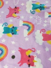 3/4 Yd Caticorn On Clouds & Rainbows Fleece Quilting Fabric Cotton Cat Unicorn