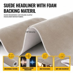 Headliner Fabric 108″ L x 60″ W Foam Backing for Car Truck RV SUV Boat Beige