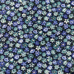 Fabric Composed Of Tiny Blue Teal & White Blossom On Dark Navy 36” X 42”