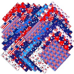 Patriotic Quilting Fabric Squares 10×10 Inch 60pcs Stars & Stripes Precut Bundle