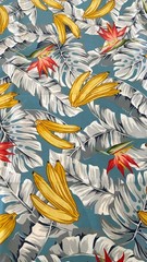 Sevenberry Tropical Stylish Aloha Cotton Fabric Made in Japan Floral Fruit 1 Yd