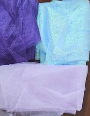 4 lbs Fabric Remnant Tulle Polyester Lining Mesh Sheer Faux Taffeta Stripe White