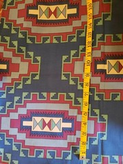 Vintage Sewing Fabric General Cotton Blue Purple Southwest Tribal 1.2ydX45″
