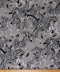 Indoor/Outdoor Zebras Animals on Gray Herd Together Decor Fabric BTY D791.02
