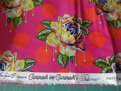 Tula Pink Cotton Fabric 1 Fat Quarter Curiouser Painted Roses on Pink