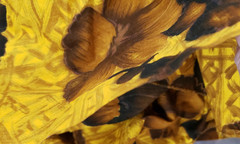 Yellow Gold Brown Vintage Hawaiian Cotton Sewing Fabric 108 x 36 in 3 yards