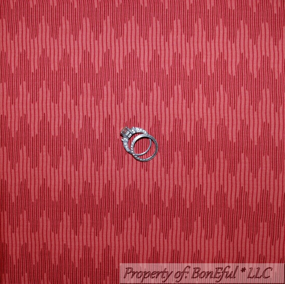 BonEful Fabric FQ Cotton Quilt Red Brick Chevron Zig Zag Stripe Pattern Print US