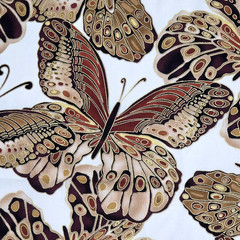 Shimmer Butterflies Metallic Gold On Cream Cotton CM9294 Timeless Treasures BTY