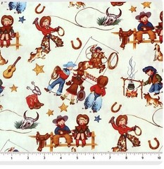 Rodeo Kids Cotton Fabric by Michael Miller- Cowboys, Rope, Cowgirls Western BTY
