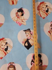 Alexander Henry Fabric Dial L-O-V-E 2021 BLUE 1 Yard Pinup Girls Rockabilly