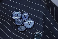 Navy blue pinstripe with Iridescence effects Cotton suiting fabric & buttons.
