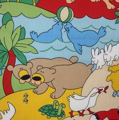 2/3 yd Vtg 1987 House ‘N Home Fabrics Noah’s Ark Animals Cotton Duck Canvas