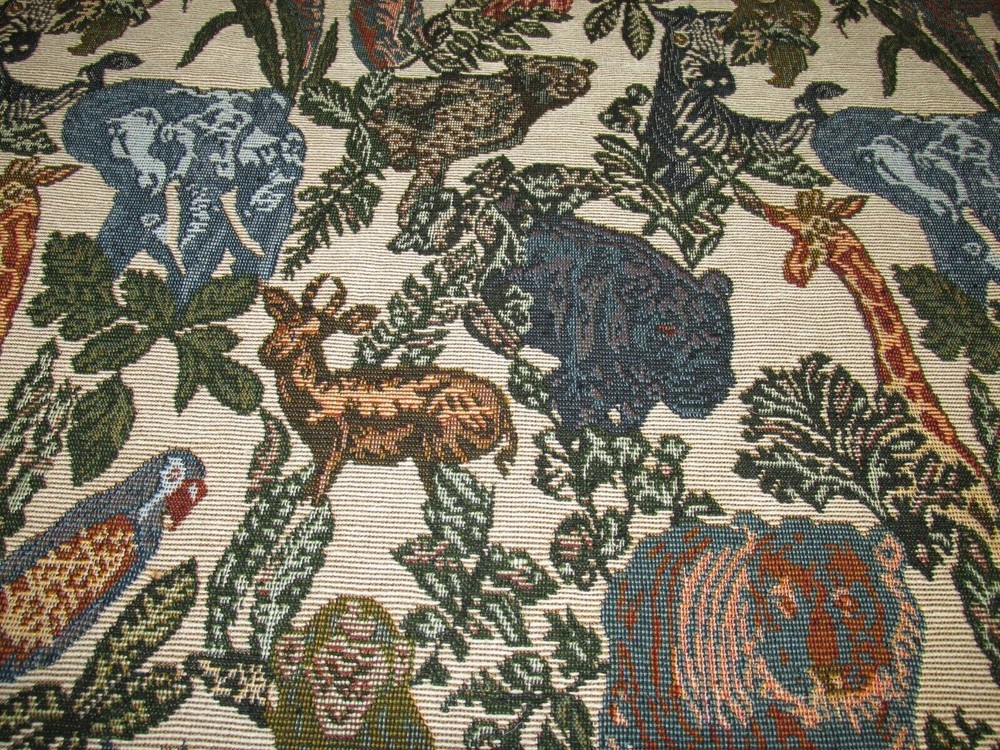 Jungle Zoo Animal Wildlife Themed TRUE TAPESTRY UPHOLSTERY FABRIC BTY 56″ W
