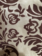 Vintage 1.5 YARDS+ Elegant Beige & Brown FLOCKED Fleur de Lis FABRIC 25″ x 59″