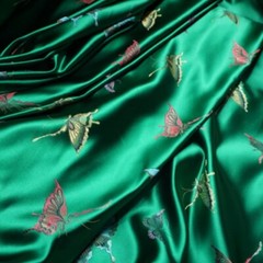 1M Satin Silky Fabric Jasper Cloth Butterfly Pattern Brocade for Cheongsam Dress