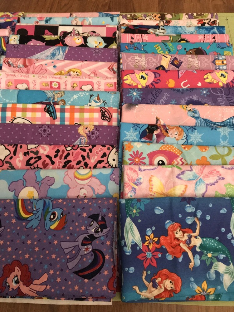 Girls 8 half yards fabric bundle no duplicates 100% cotton high quality