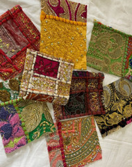 Vintage handstitched Embroidered Fabric Scraps Junk Journal cover scraps