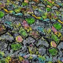 Animal Print: Snake Colorful Spandex Stretch Fabric Sold By The Yard 60” Wide