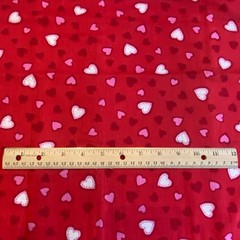 1.5 YD Vintage Heart Toss Fabric Red Cotton Print