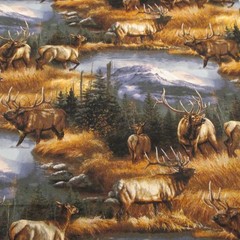 Cotton Fabric Wild Wings Brighton Passage Scenic Elk by Springs 2yd 9″ x 42″