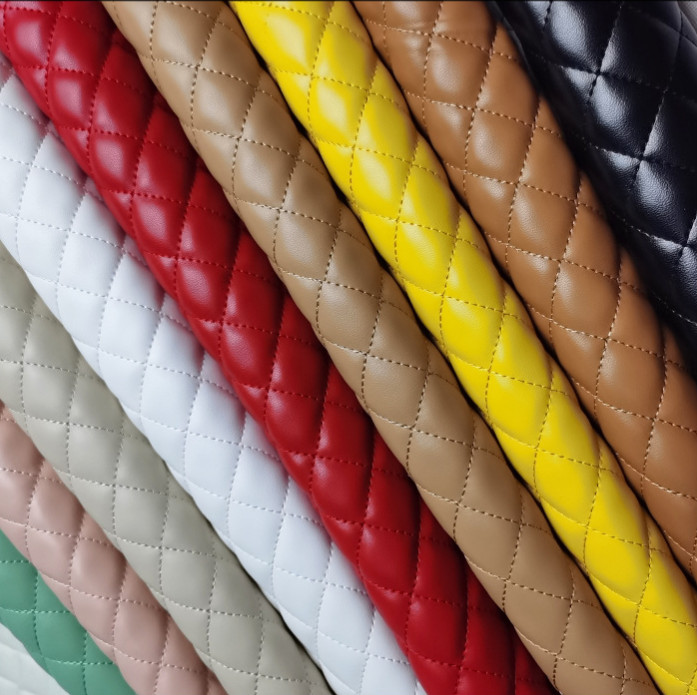 Luxury Quilted PU Leather Car Upholstery Fabric Diamond Argyle Sewing Material