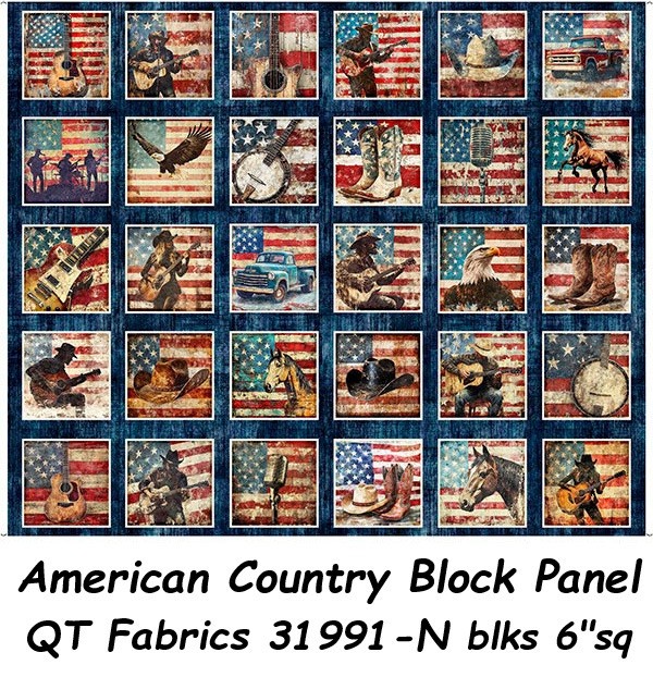 American Country Cotton Quilt fabric QT 31991-N Patriotic USA Flag Western Panel
