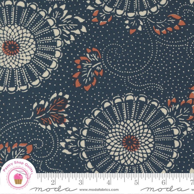 Moda INDIGO BLOOMING 48090 16 Midnight Black Floral MADDY Quilt Fabric