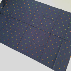 VTG Embroidered Mini Flowers On Dark Blue Cotton Blend Fabric 71″ L x 44″ W