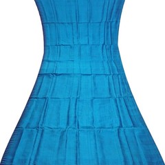 Vintage Blue 100% Pure Silk Handloom Sari Remnant 5YD Craft Fabric Silk Scrap