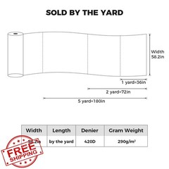 Konelia Grey 420D Nylon Fabric 5 Yard Waterproof Ripstop