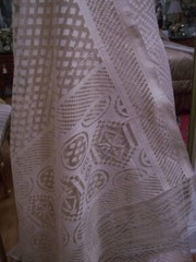 DESIGNER FABRIC INDIAN SILK SHEER IVORY W/ METALIC GOLD W/ SCARF TO MATCH 3.9YDS