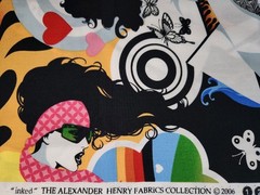 Alexander Henry Fabric Inked 2006 Tattoo Pinup Girls Groovy Retro Fashion 1 Yard