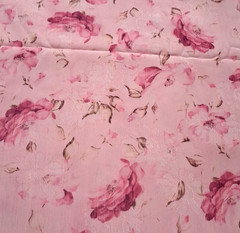 3 1/4 yd x 62″w Polyester Fabric Pink w/Pink Floral & Embossed Design NO STRETCH