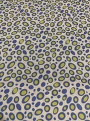 “Go Girl” Ovals & Polka Dots Fabric Remnant By Top Drawer Blue Green And White