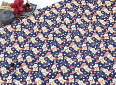 Japanese Fabric Cotton Shiba Inu Dog Pig Print Kimono Curtain Craft Clothes Trim