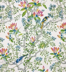 VERVAIN BUCHOZ FLORAL PRIMAVERA BIRD VINE BOTANICAL TOILE FABRIC BY YARD 54″W