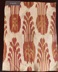 KRAVET Ikat in Brick, Camel, Sand 12 3/4 x 16 3/4 ” Woven Fabric Sample