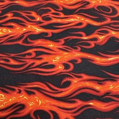 Orange Red Flames Black Cotton Fabric “Movin On” BTHalfY #52