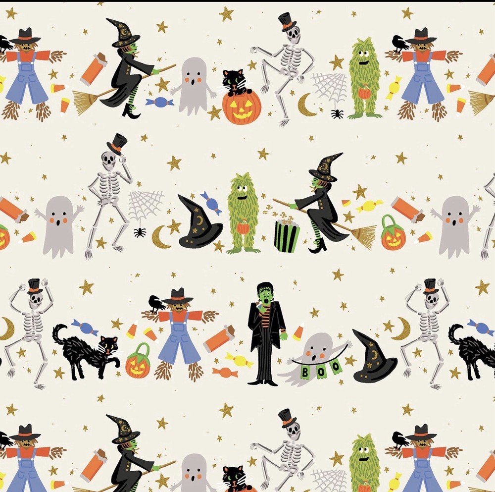 FERN’s FAT 8 SCRAP 9X22 H’ween Parade Cream Metallic/Rifle Paper Co/Cotton&Steel