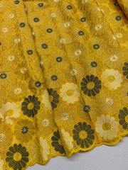 Yellow Swiss Voile Lace| Floral Lace Embroidery| Sold by 5 Yards.