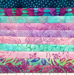 Lot 10 Fat Quarters Magenta & Mint Batik Lunn Fabric FQ Pack 100% Cotton Pink