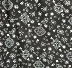 4.5 Yards Black with White Paisley Print Polycotton Polyester Cotton Blend