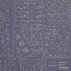 Patchwork Quilting Sewing Fabric Sashiko Botanical Navy Panel 50x110cm