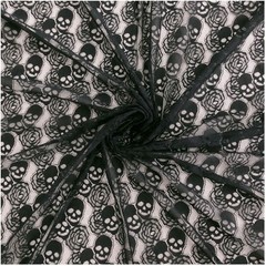 60 * 36 Inches Lace Fabric, 1 Yard Black Skull Pettern Lace Fabric, 1 Yd Non-Str