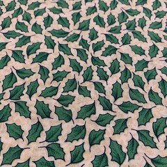 Vtg Possibilities Green Holly Leaf Fabric By Smith & Milligan Henry Glass 1+ Yds