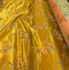 GOLD Chinese Dragon Brocade Jacquard Fabric 45″ Wide BTY