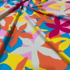 Pastel Colored Flowers Print Stretch Fabric Swimsuit Spandex 60″ wide By Yard
