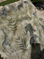 NEW SAFARI animals Sheer Fabric Voile Elephants Giraffe Gray Green 7 YDS Leopard