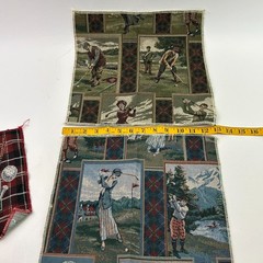 6 Golf Tapestry Upholstery Fabric Samples Vintage Modern Designs Golfing Pillow