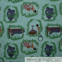 BonEful FABRIC FQ Cotton Quilt VTG Black White B&W Wood Grain Stripe Forest Tree